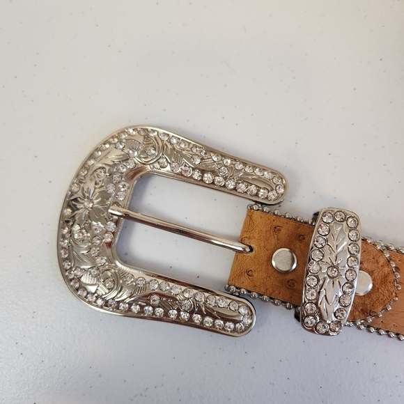 Womens Cowgirl Western Belt Bling Rodeo Western Boho Bohemian Leather Brown y2k - Picture 6 of 10